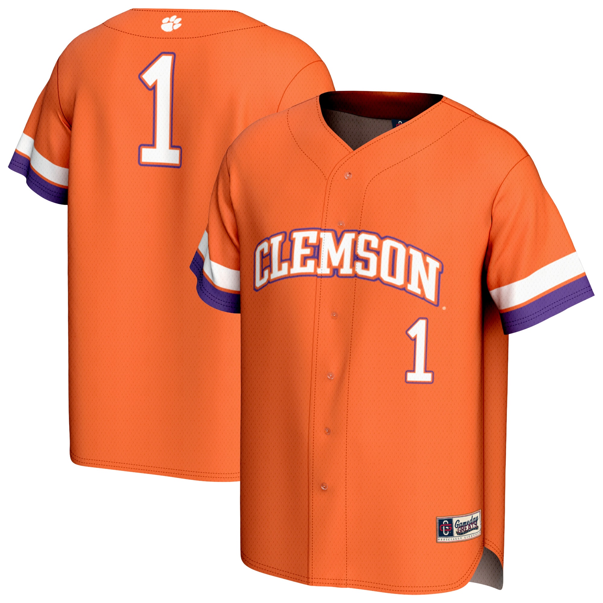 [NJP] Women's Clemson Tigers GameDay Greats Lightweight Collegiate Baseball Fashion Jersey - Orange