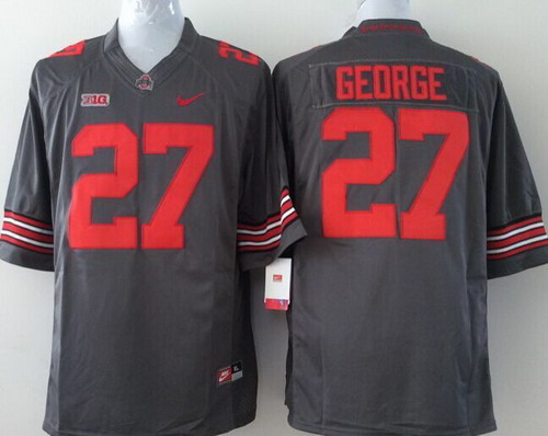 Men's OSU Ohio #27 Eddie George Gray 2014 stitched game day Jersey