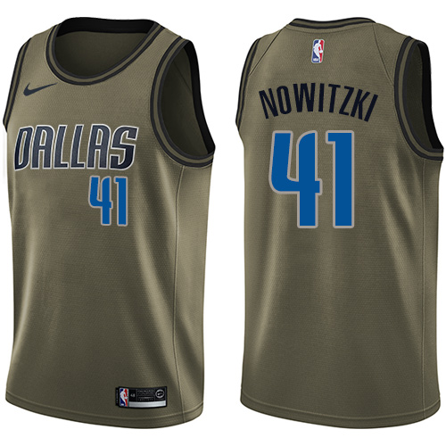 Mavs #41 Dirk Nowitzki Premium 2024 Icon NBA Jersey - Green Swingman