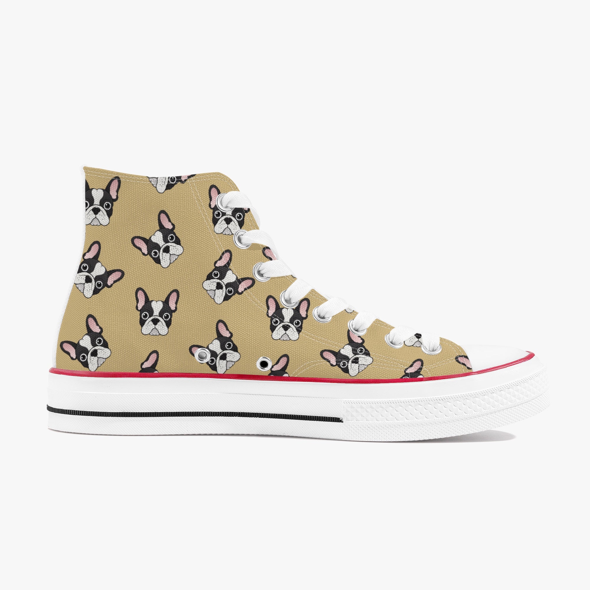 French Bulldog Pete High Top Canvas Shoes Frenchie Paw Protection