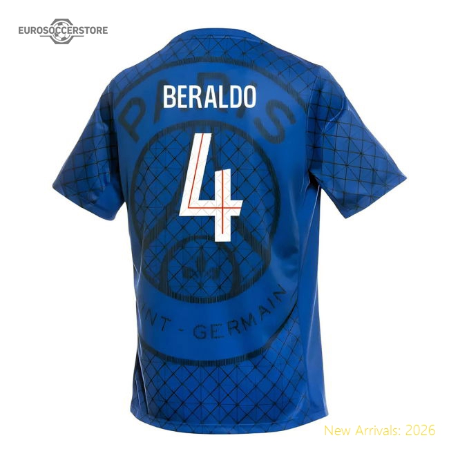 Top-Quality 2025-2026 Psg Academy Pro Home Pre Match Shirt (Royal) (Beraldo