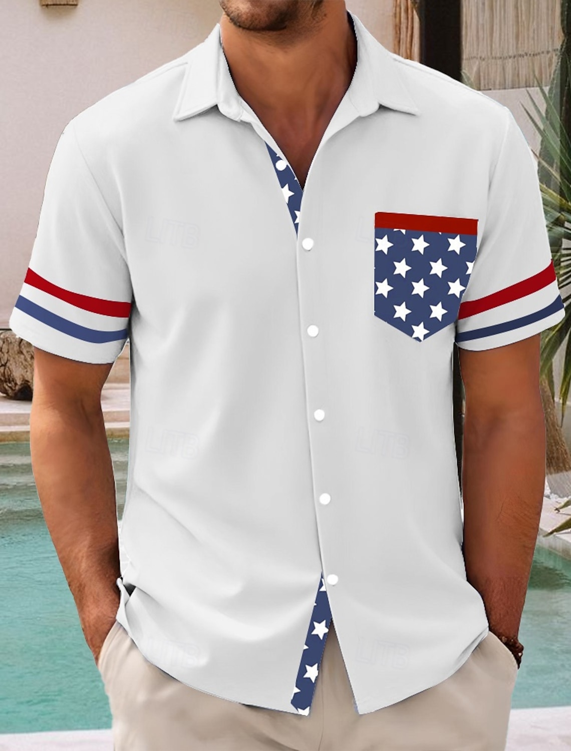 Independence Day Men's American US Flag Patriotic Fourth of July Shirt Summer Shirt Button Up Shirt Short Sleeve Fashion Casual Holiday Summer Spring Turndown 3D Print