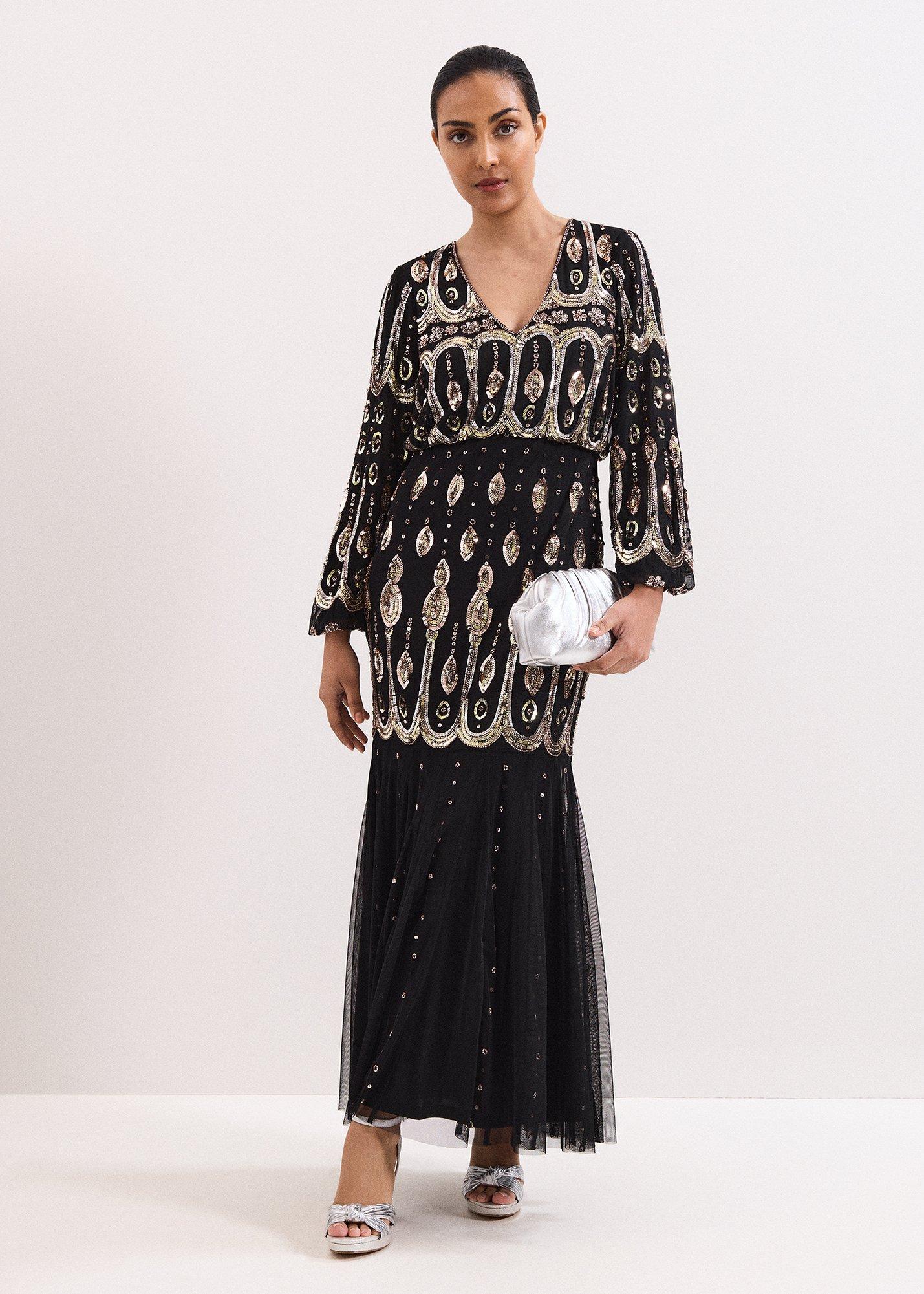 Petite Sasha Black Beaded Maxi Dress