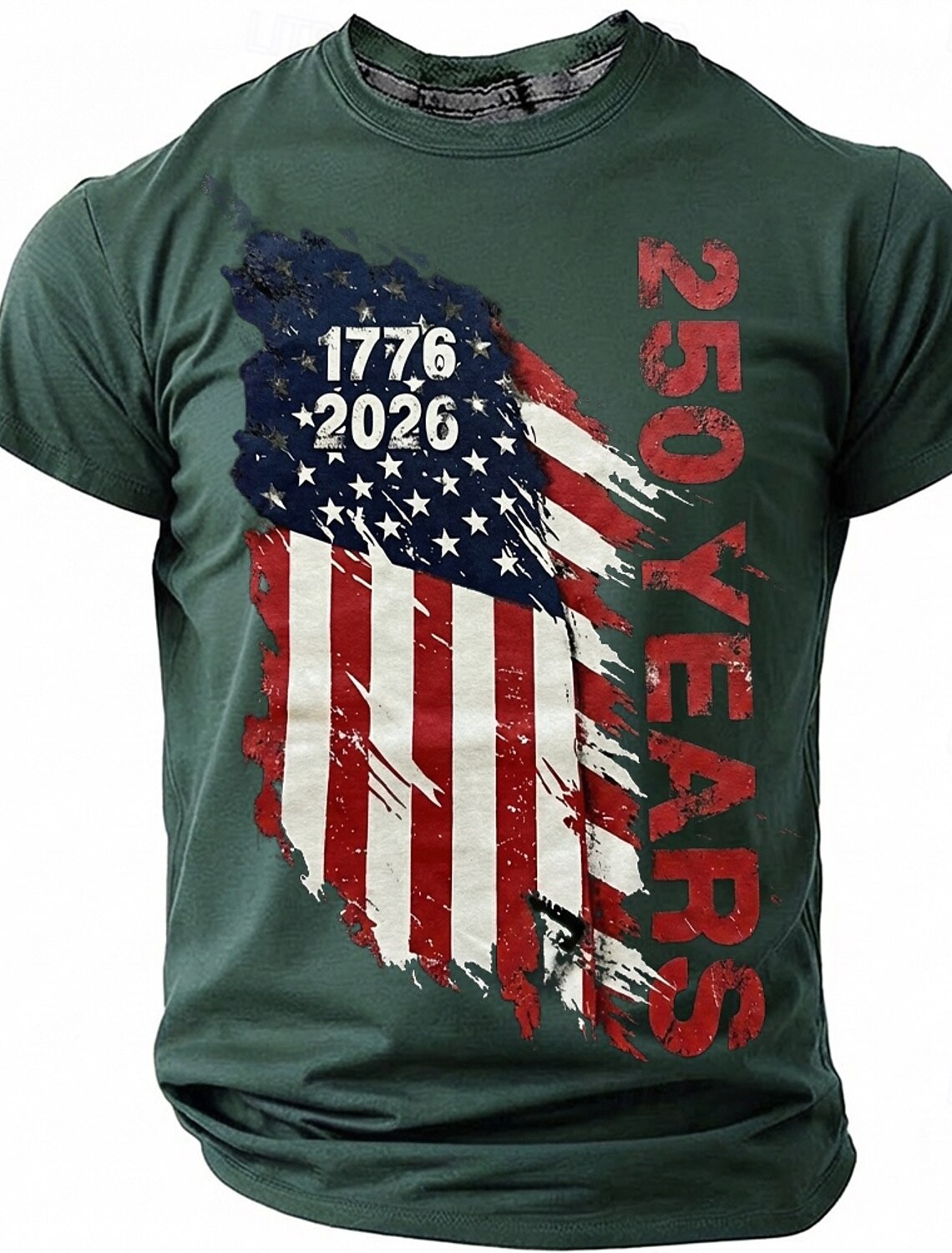 4th of July 2026 250th Men's American US Flag T Shirt Short Sleeve T shirt 3D Print Crew Neck Shirt Vintage Retro Patriotic Daily Festival Blue Light Blue Lake Blue Summer Spring Clothing Apparel S M