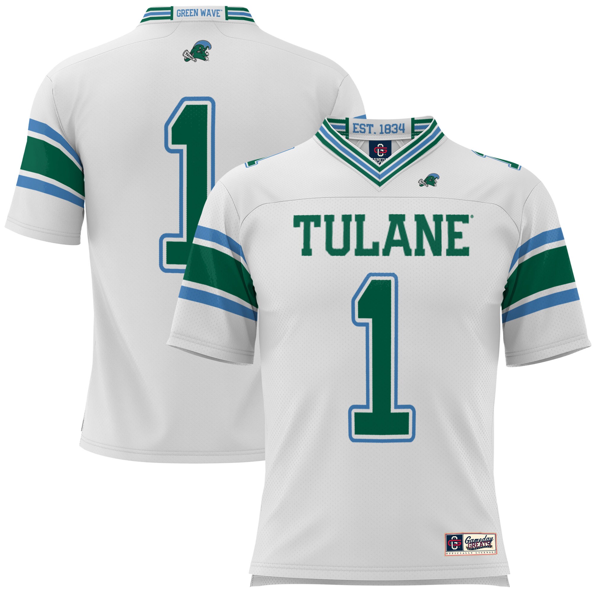 #1 Tulane Green Wave GameDay Greats Football Jersey - White