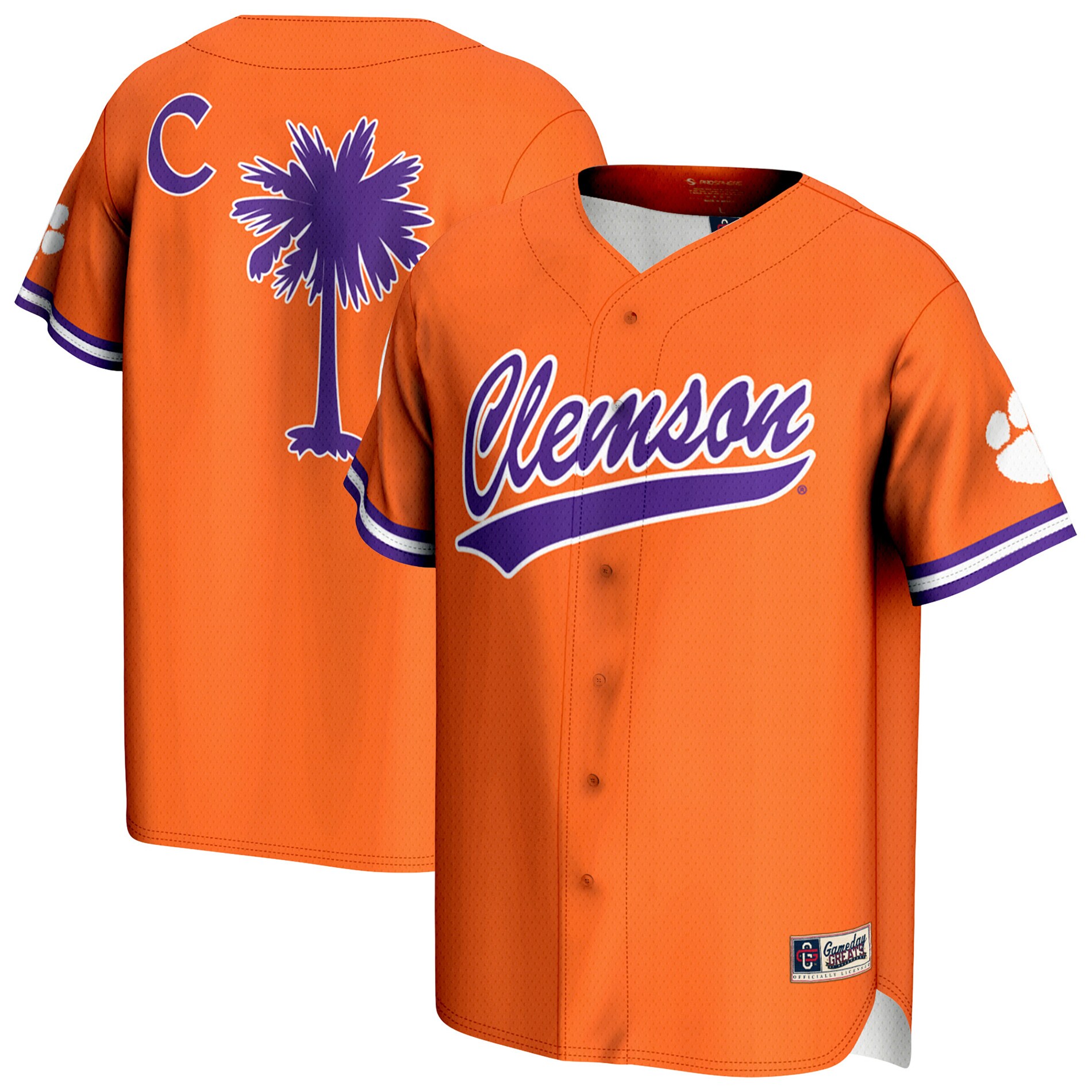 [DDG] Clemson Tigers GameDay Greats Unisex Lightweight Baseball Jersey - Orange