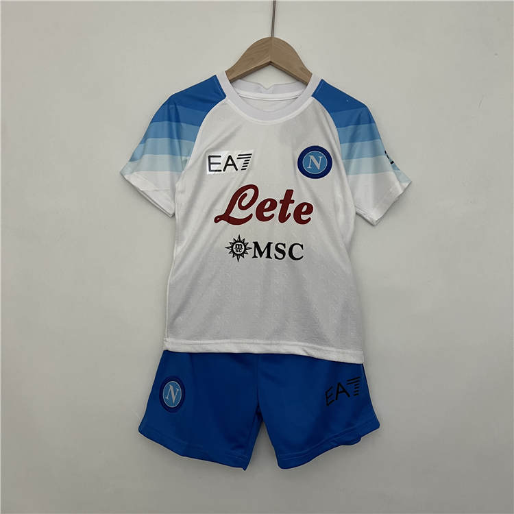 Kids 2324 Napoli Away White Football Kit ShirtShorts - Official
