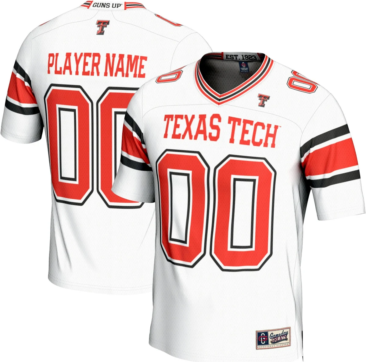 [NJP] Texas Tech Red Raiders GameDay Greats Youth Personalized Football Fashion Jersey - White