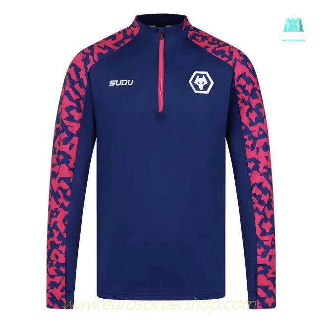 2024-2025 Wolves Pre Match 1/4 Zip Top (Blue/Pink)