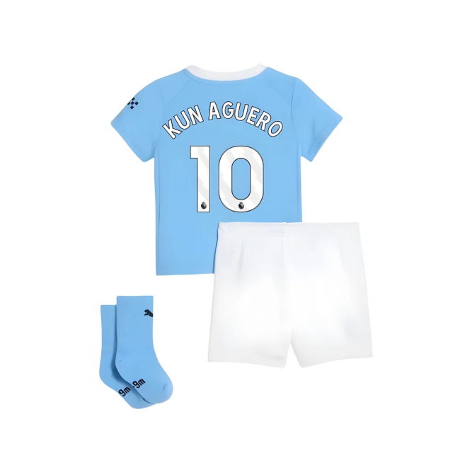 Top Tier Football Man City Home Baby Kit Kun Aguero #10 Modern Sty...