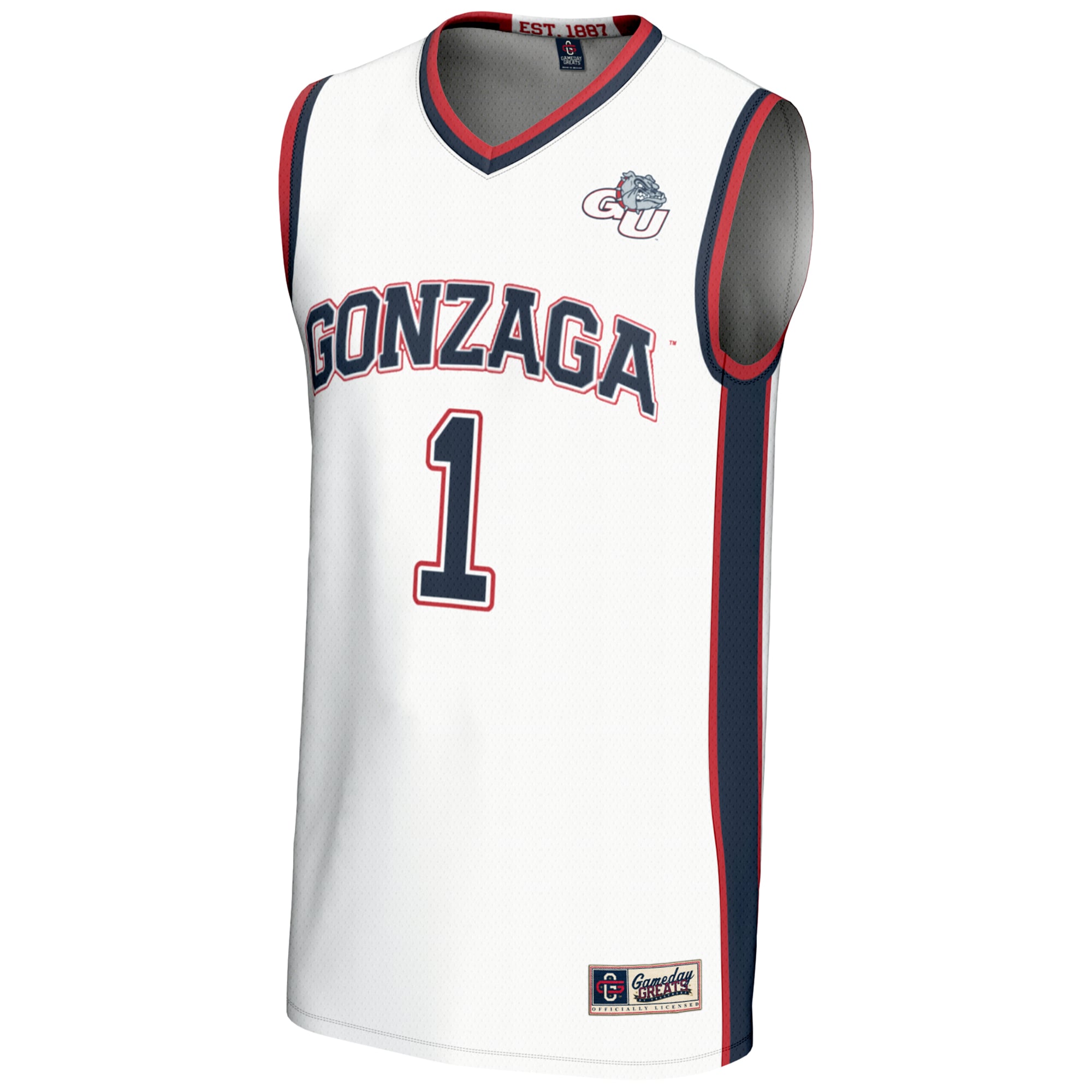 #1 Gonzaga Bulldogs GameDay Greats Lightweight Basketball Jersey - White
