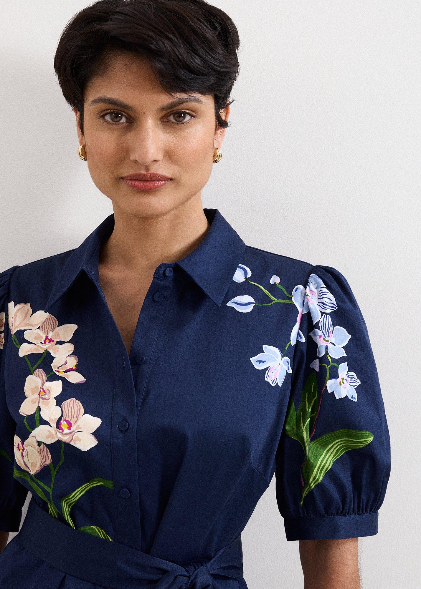 Petite Kerrie Navy Floral Shirt Dress