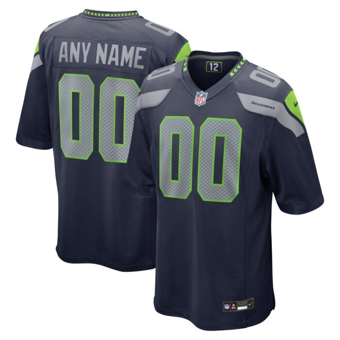 Men's Seattle Seahawks Nike College Navy Custom Game Jerse...