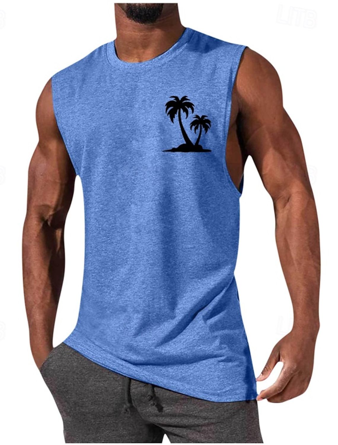 Men's Tank Top Vest Undershirt Sleeveless Shirt Crewneck Spring &