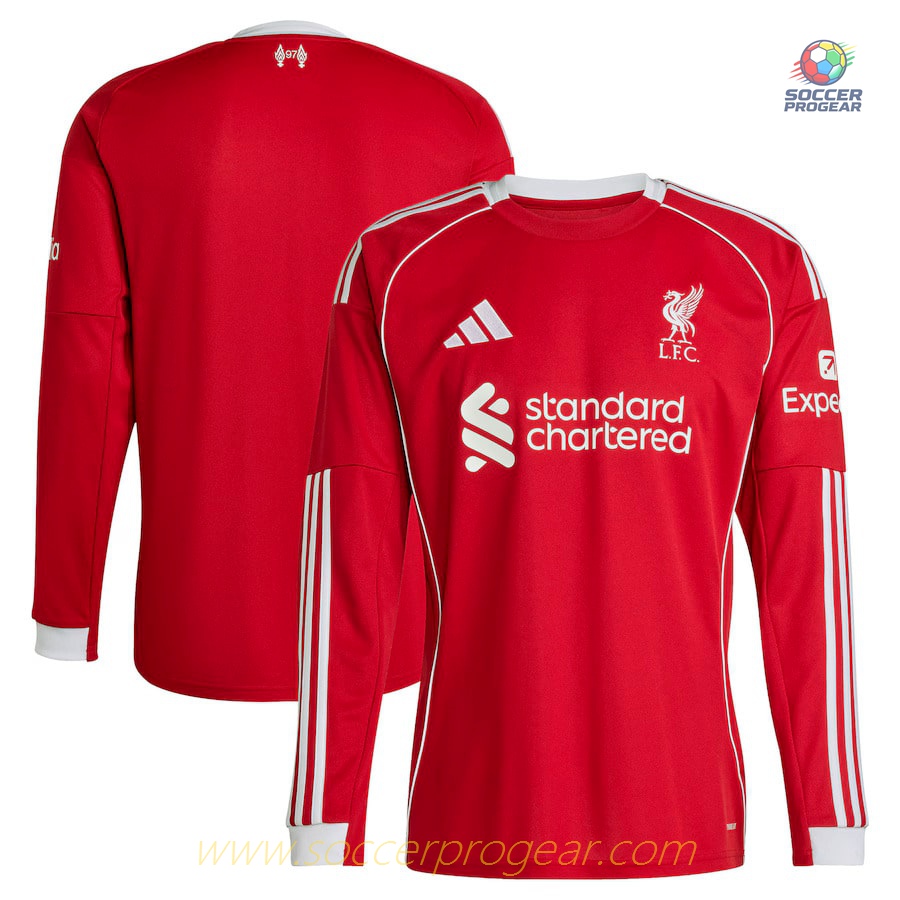 Liverpool Home Team Football Jersey 2025-26 Edition Long Sleeve Version