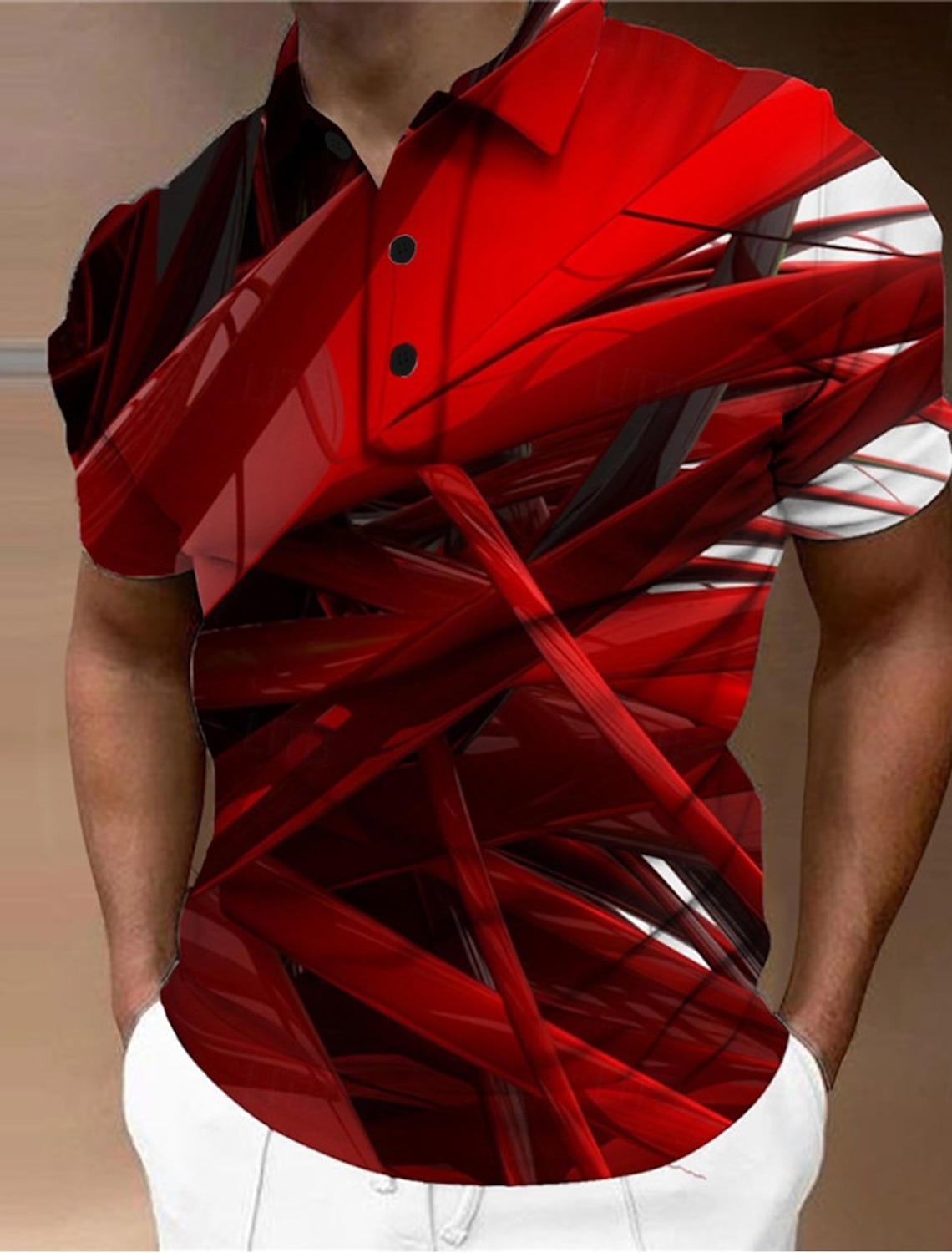 Men's Geometric Polo Shirts Golf Shirt Short Sleeve Polo Shirts Collared Shirts Business Casual Vacation Wear Formal Wear Festival Wear Buttons 3D Print Yellow Red Blue