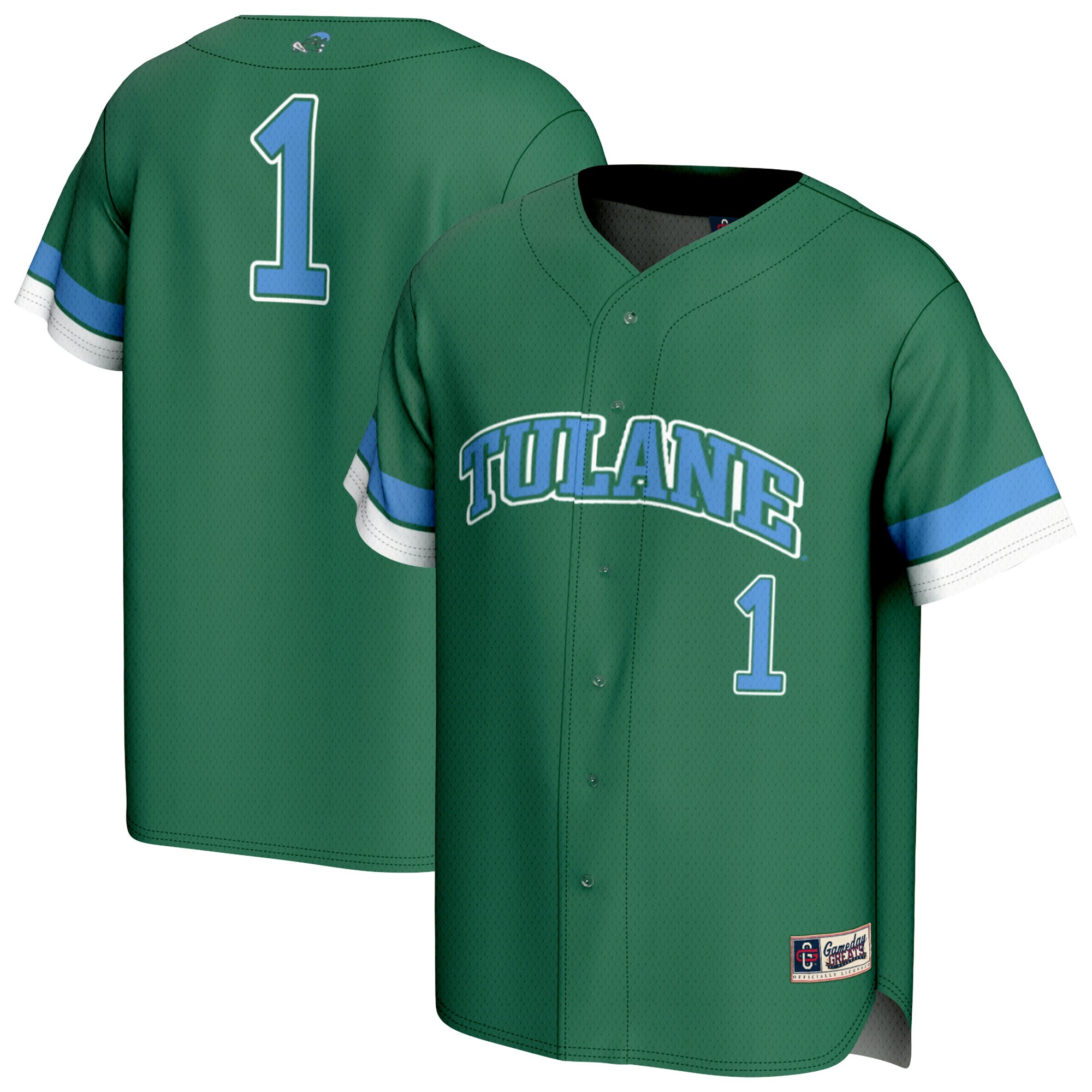 [DDG] Tulane Green Wave GameDay Greats Youth Lightweight Collegiate Baseball Fashion Jersey - Green