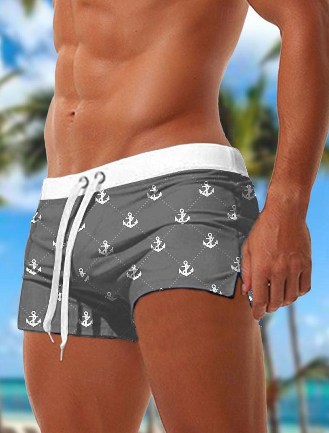 Men's Anchor Swim Trunks Swim Shorts Board Shorts Mid Waist Fashion Designer Beach Surfing Holiday Drawstring Pocket Elastic Waist Designer Clothing Apparel
