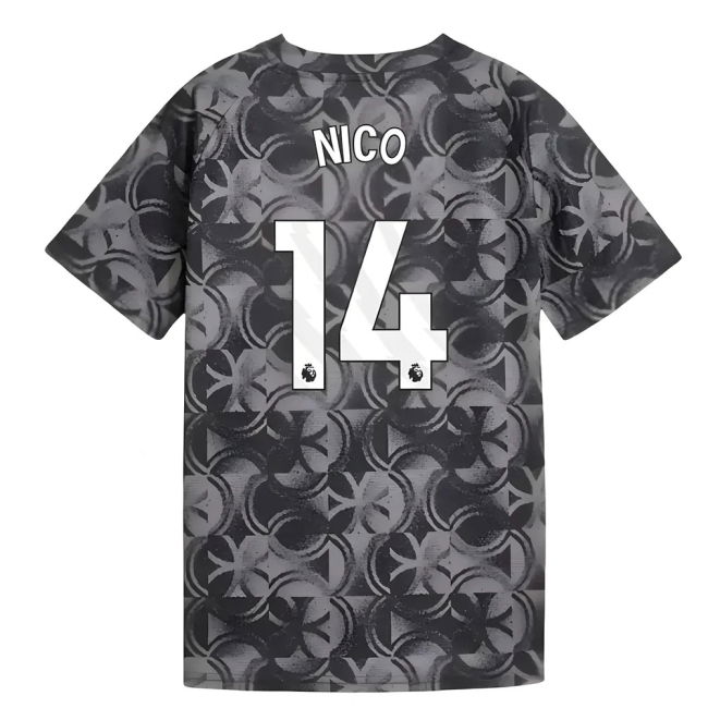 2025-2026 Man City Warm Up Jersey (Black) - Kids (Nico 14) (Collect...