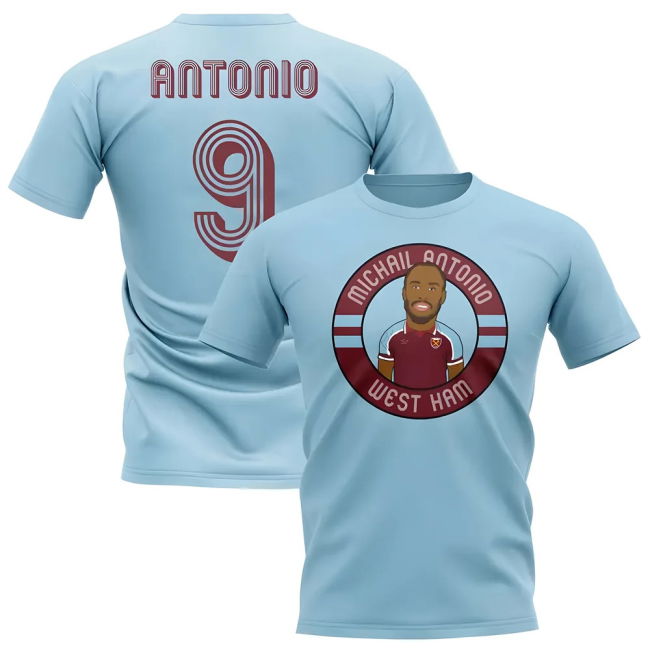 Michail Antonio West Ham Illustration T-Shirt - Sky (Men