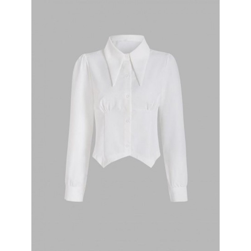 Dog Ear Collar Puff Sleeve Corset Style Shirt FC9960