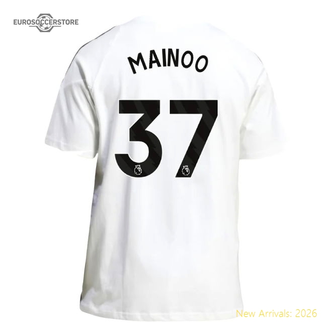 Official 2025-2026 Man Utd Training Tee (white) (mainoo 37) - Premium