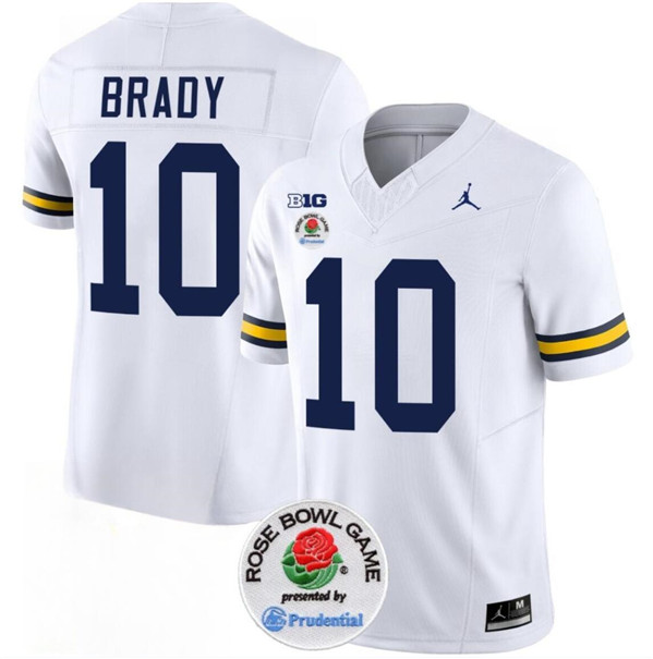 Men's UM Wolverines White 2023 durabl Tom Brady #10 embroidered Jersey