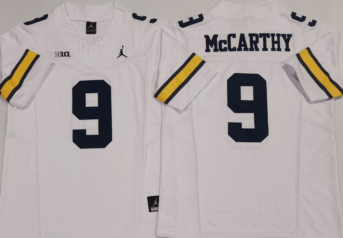 Men's U-M Wolverines White 2024 match worn None #9 college football