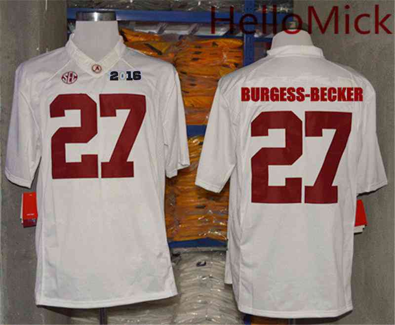 Men's Alabama Bama White 2016 breathable Shawn Burgess #27 moisture