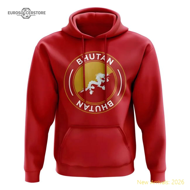 Luxury Bhutan Football Badge Hoodie (red) - Fantastic Value