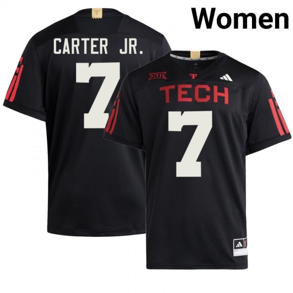 Texas Tech Red Raiders #7 Terrance Carter Jr. Women Stitch Jersey - Black