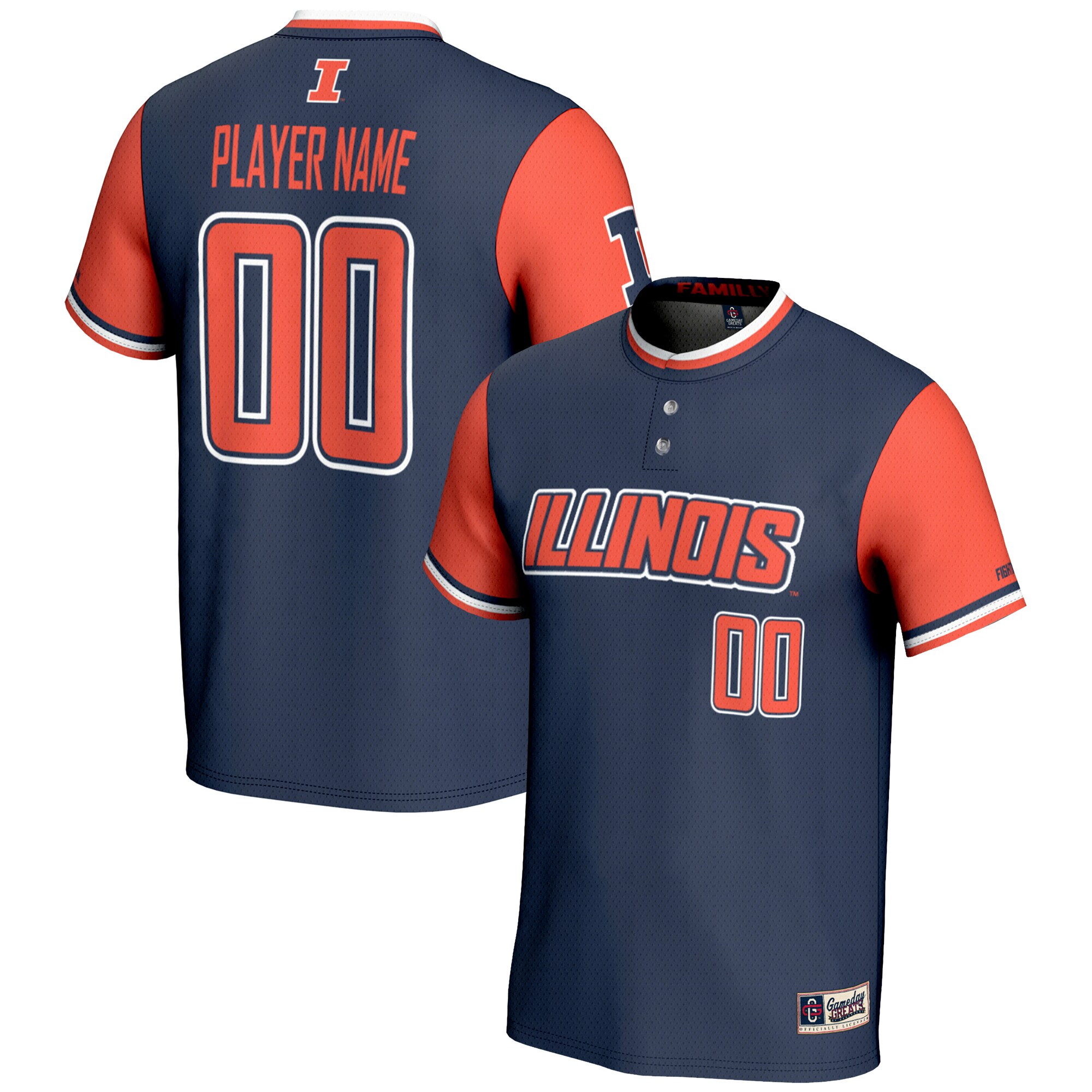 [DDG] Illinois Fighting Illini GameDay Greats Unisex NIL Pick-A-Player Lightweight Softball Jersey - Navy