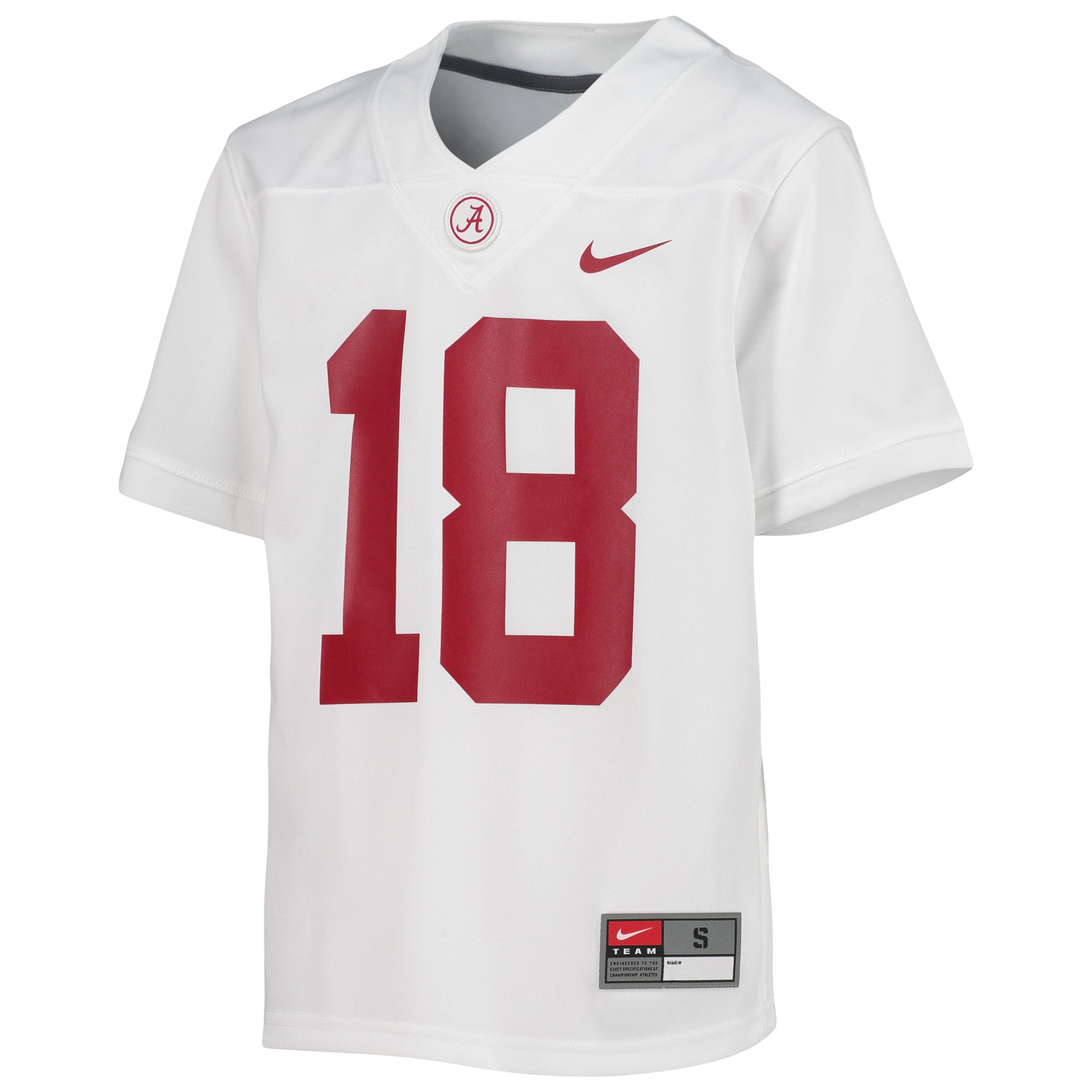 Youth #18 White Alabama Crimson Tide Football Team Jersey
