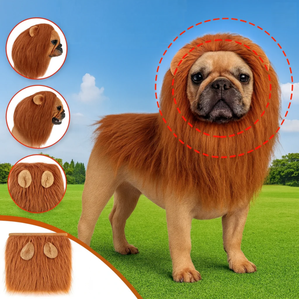 French Bulldog Roaruff Frenchie Lion Mane Costume – Halloween Headgear