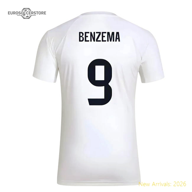 Premium 2025-2026 Real Madrid Seasonal Graphic Tee (White) (Benzema 9)