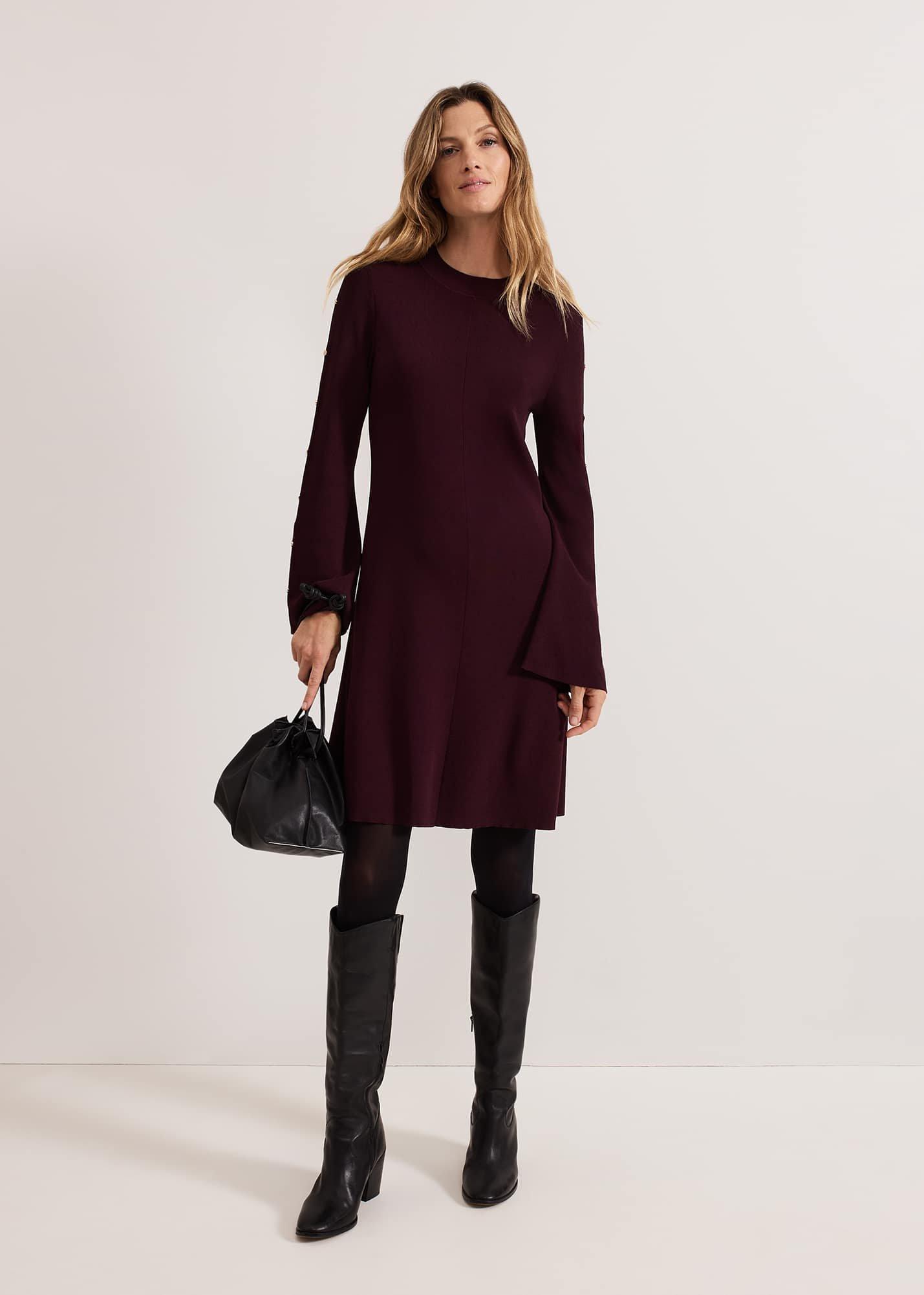 Romy Studd Sleeve Knit Shift Dress