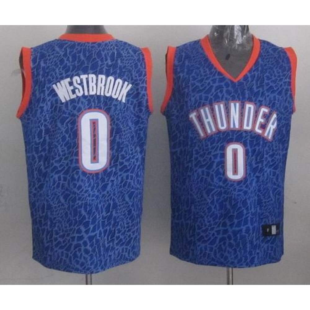Affordable Men's OKC Thunder #0 Russell Blue Basketball Jersey