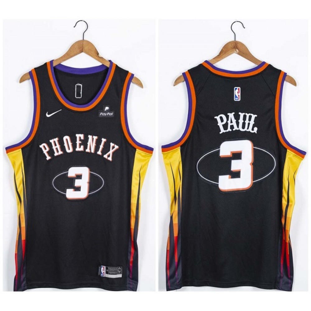 Men's Phoenix Suns #3 Chris Paul Black 75th Anniversary Stitched Jersey