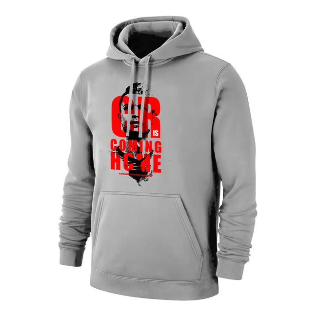 Ronaldo Cr Is Coming Home Footer With Hood, Grey Quality