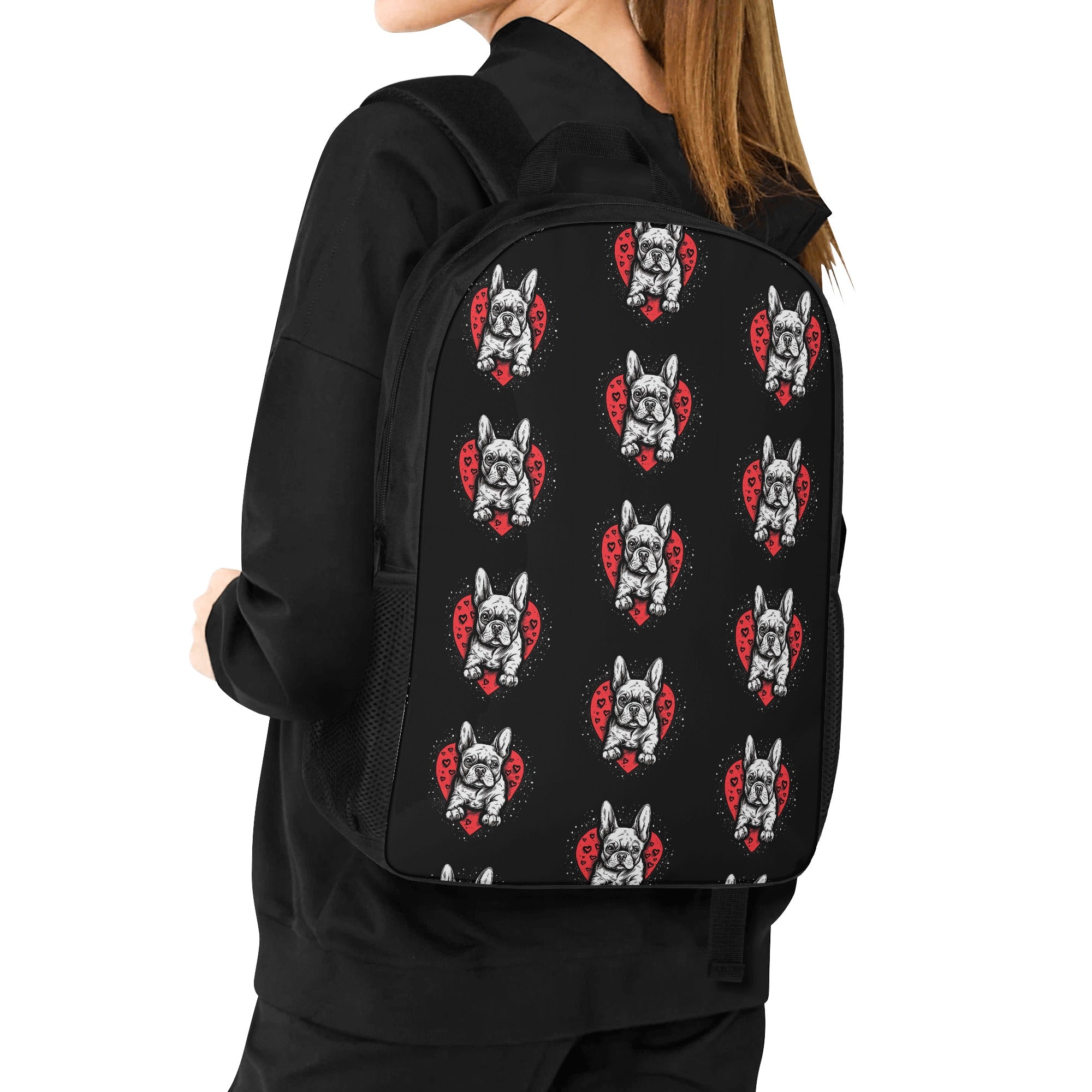 French Bulldog Frenchie Love 17 Inch Laptop Backpack Frenchie Pet Item