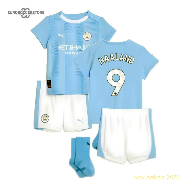 Official 2023-2024 Man City Home Baby Kit (haaland 9) - Premium