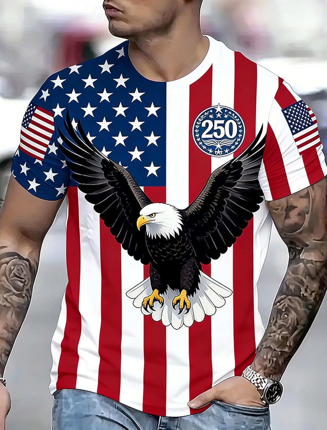 Independence Day Men's American US Flag 4th of July U.S. 250th Anniversary Patriotic Shirt Summer Shirt Button Up Shirt Short Sleeve Fashion Casual Holiday Summer Spring Turndown 3D Print Collared