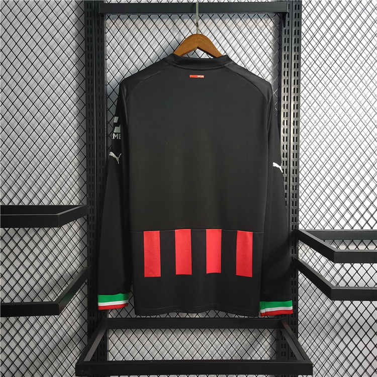 Lightweight AC Milan 2223 Home Red Long Sleeve Soccer Jersey Football