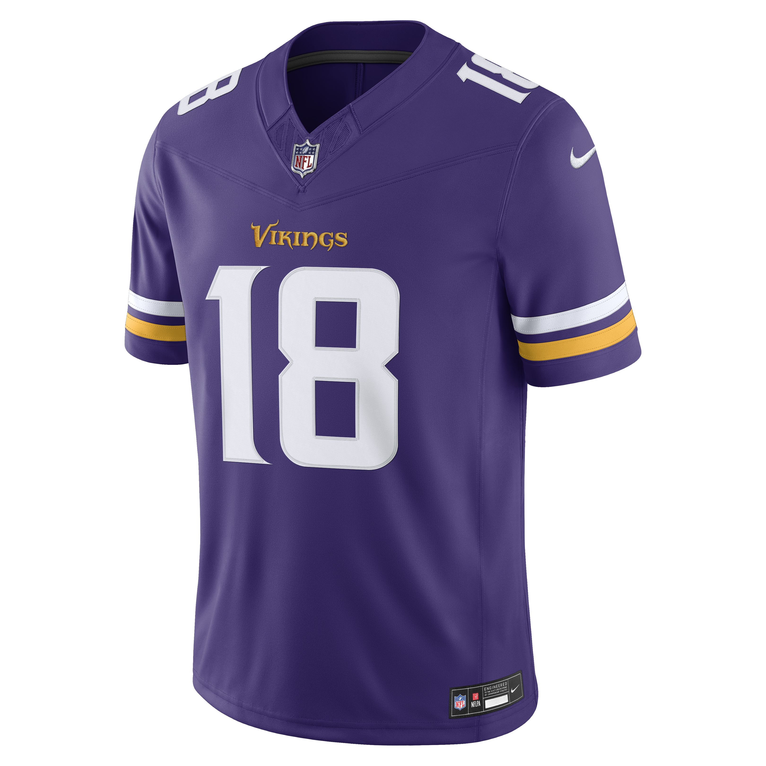 [LK] Justin Jefferson #18 Minnesota Vikings Team Vapor F.U.S.E. Stitched Limited Jersey - Purple