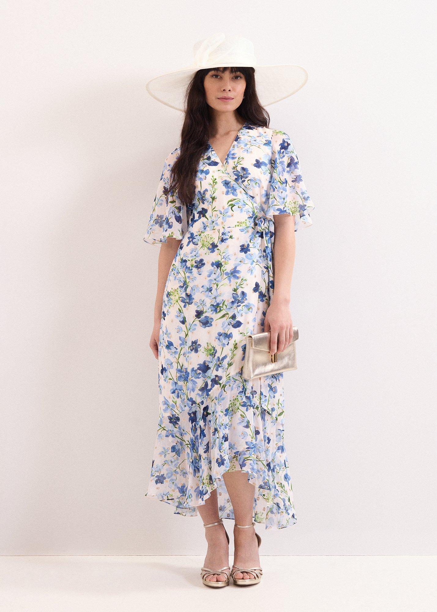 Petite Juliette Cream Floral Shimmer Midi Dress