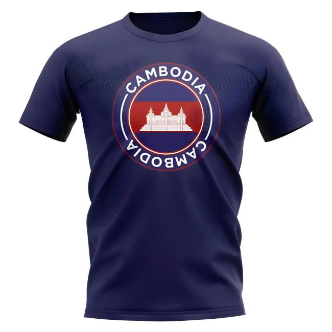 World-Class Cambodia Football Badge T-Shirt (Navy) Top-Tier