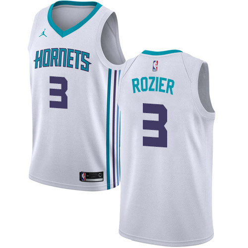 White Nike Charlotte Hornets #3 Nets Jersey - High-Quality Polyester