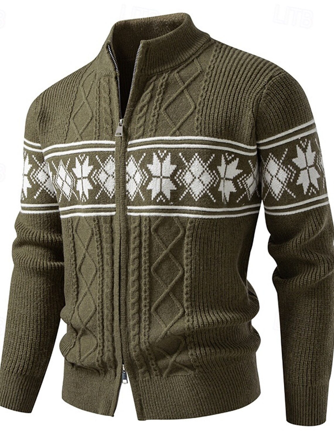 Men's Cardigan Sweater Cropped Zip Knit Ribbed Regular Tops Pocket