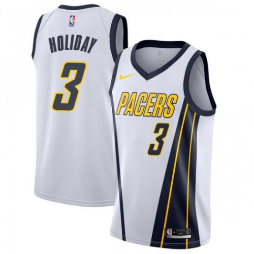 Durable Pacers Aaron Holiday #3 2024 Earned Swingman NBA Jersey White