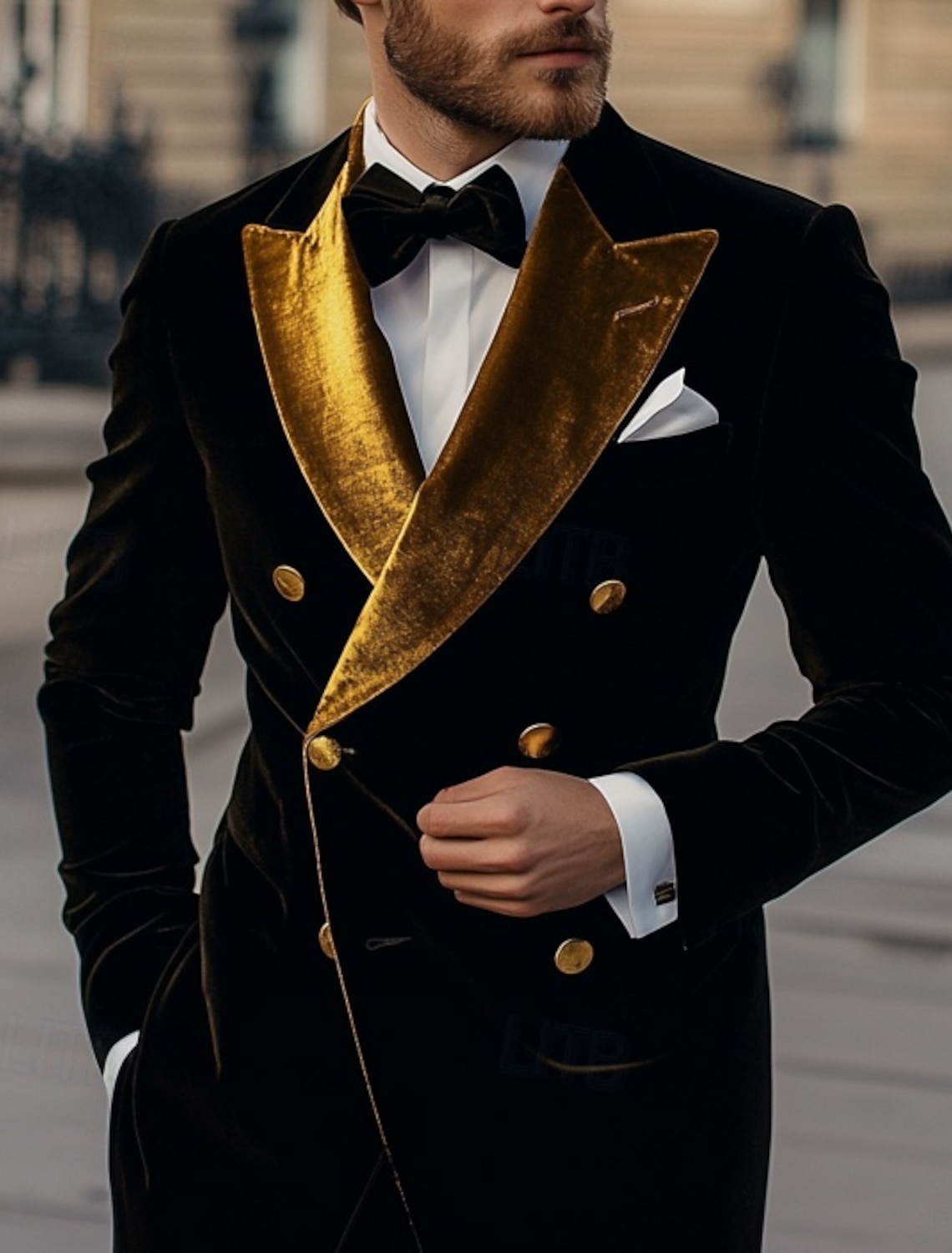 Men's Blazer Jacket Tuxedo Closure collar Vintage Party Velvet Patchwork Solid Colored Blazer Black Burgundy Standard Fit